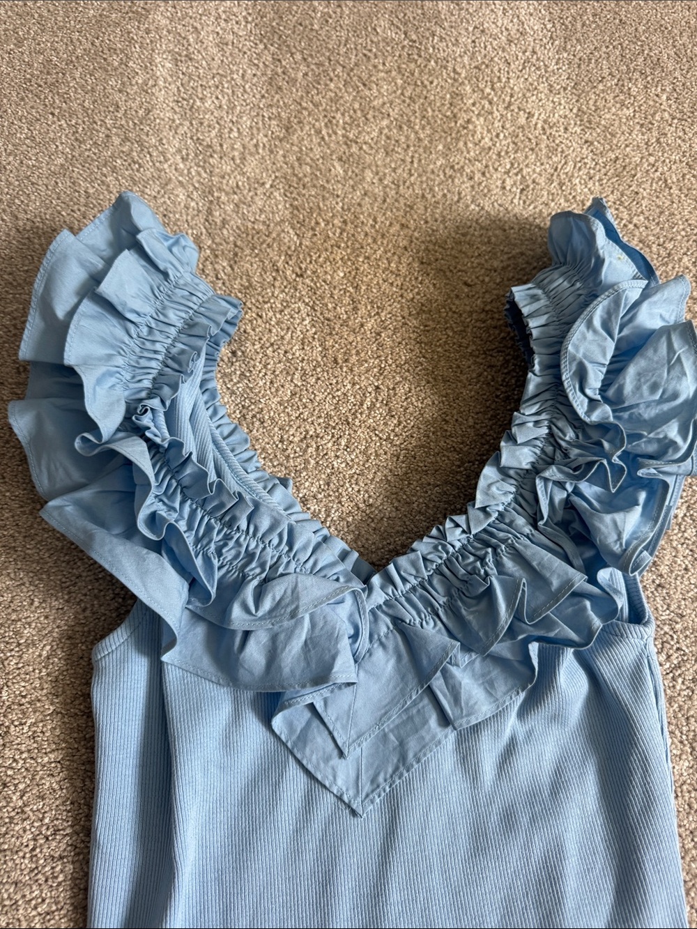 Express Sky Blue Ruffle V-Neck Tank - Picture 3 of 4